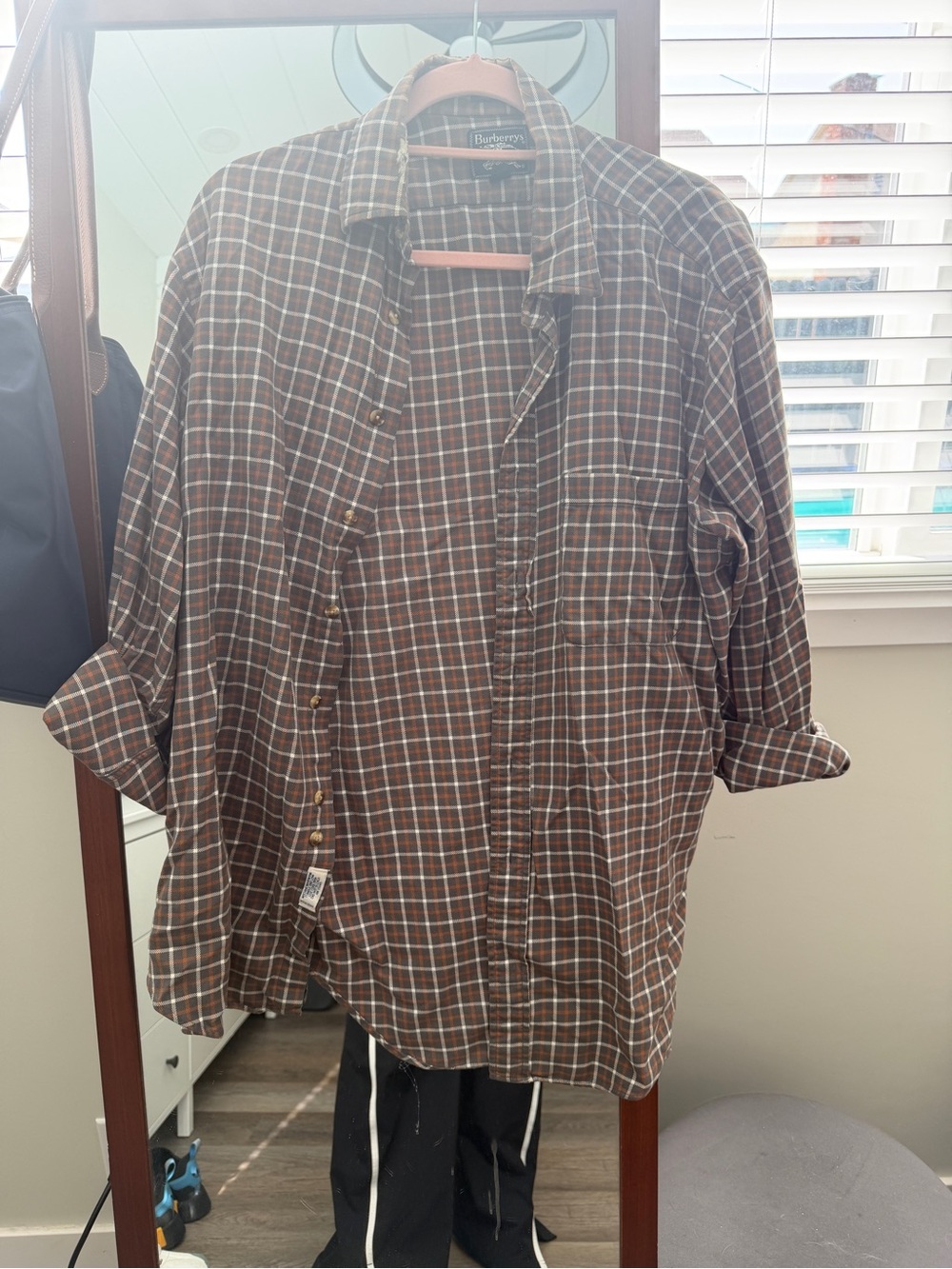 Vintage Burberry Brown and Orange Plaid Shirt Jacket